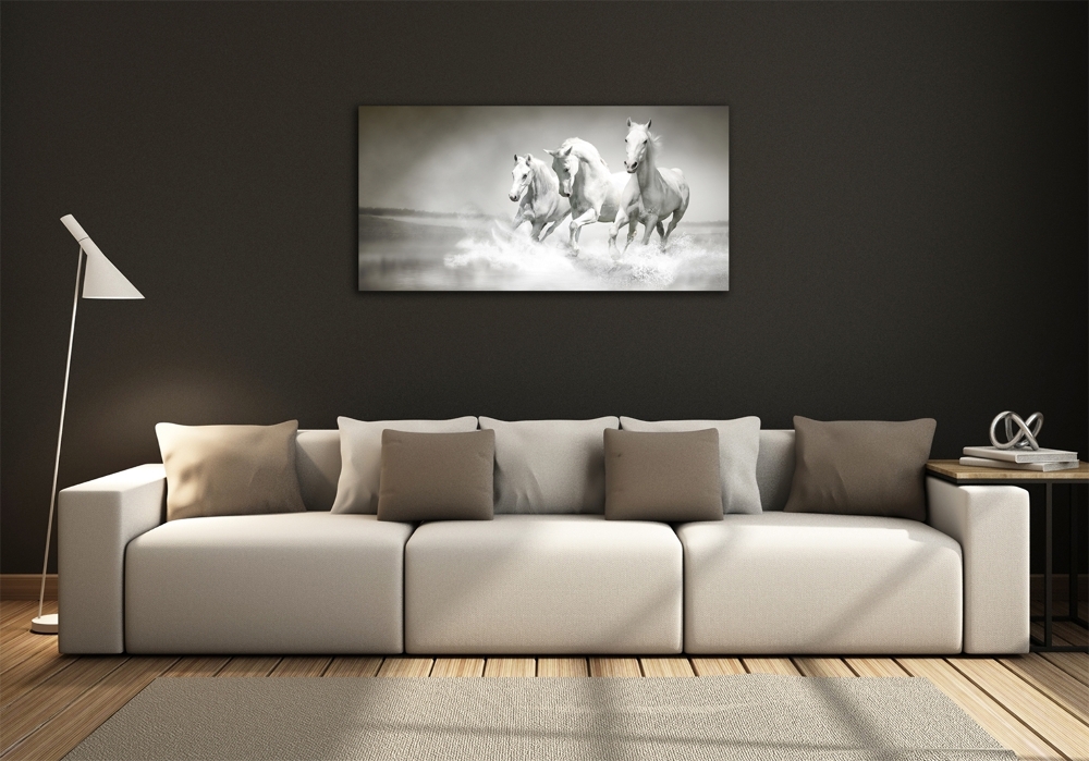 Tableau imprimé sur verre Chevaux blancs