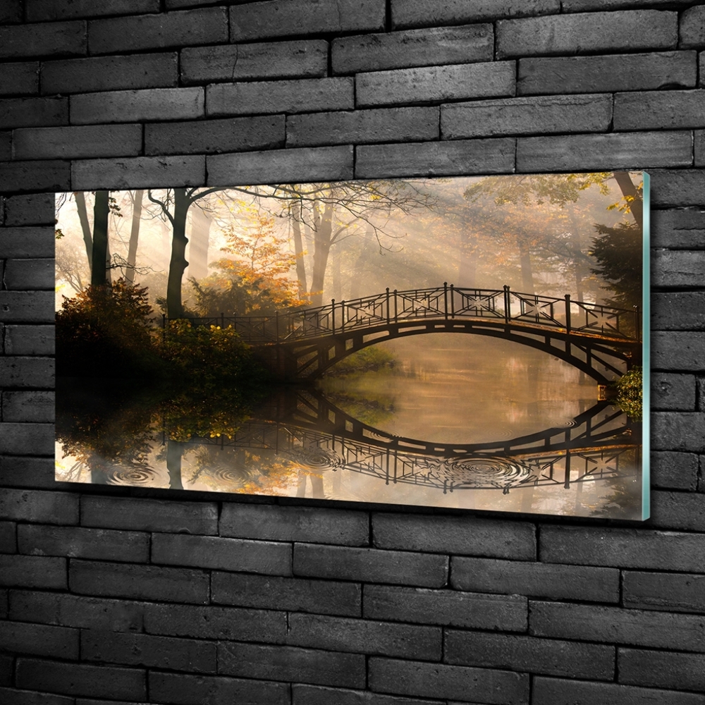 Tableau verre imprimé Vieux pont en automne