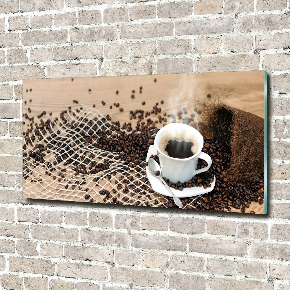 Tableau sur verre Café et grains de café