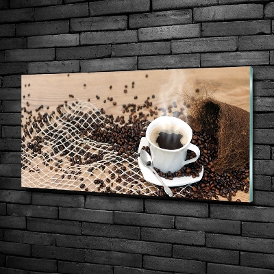 Tableau sur verre Café et grains de café