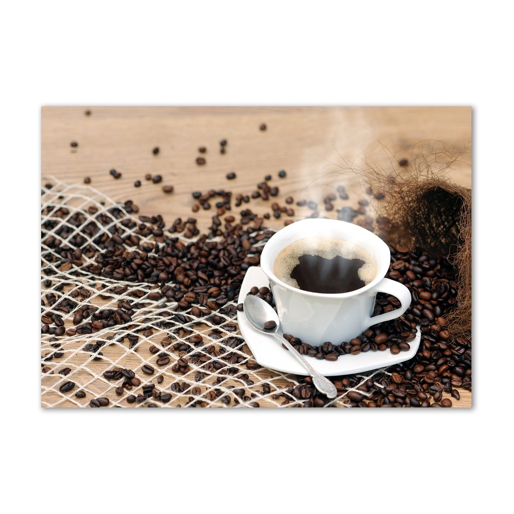 Tableau sur verre Café et grains de café