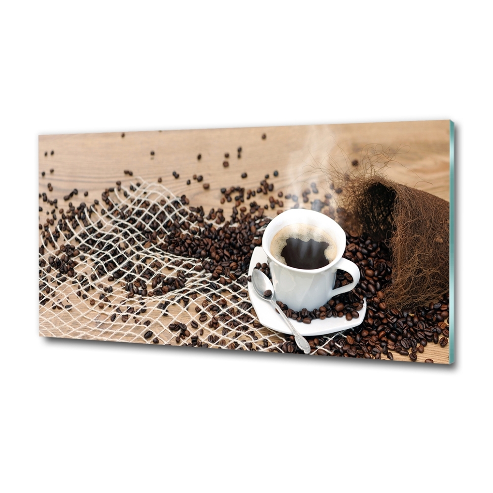 Tableau sur verre Café et grains de café