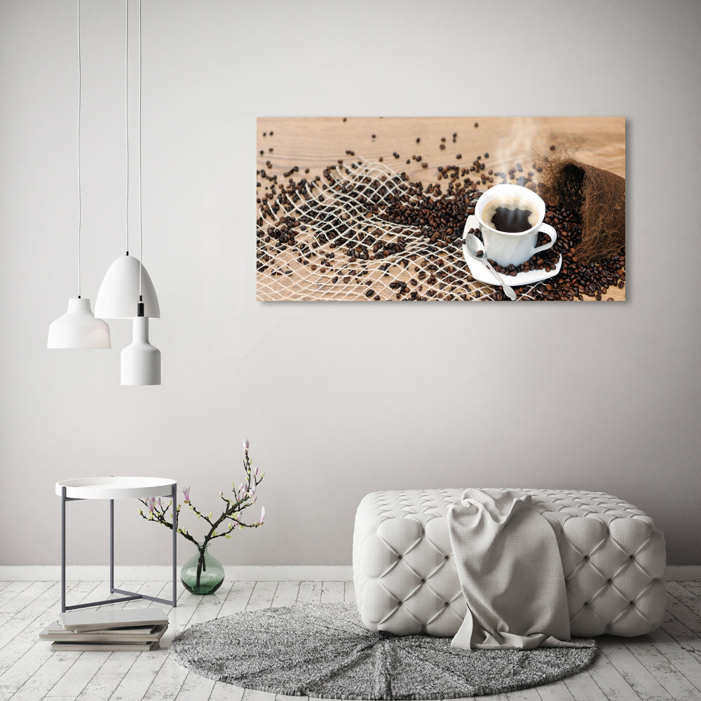 Tableau sur verre Café et grains de café