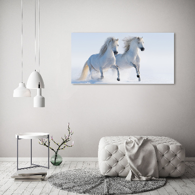 Tableau photo sur verre Deux chevaux dans la neige