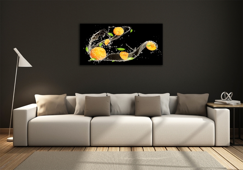 Tableau sur verre Abricots et eau