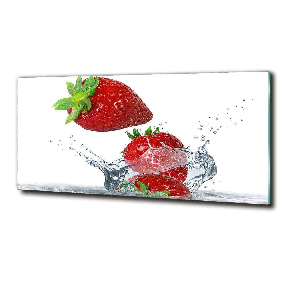 Tableau imprimé sur verre Fraises et eau