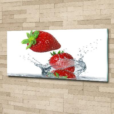 Tableau imprimé sur verre Fraises et eau