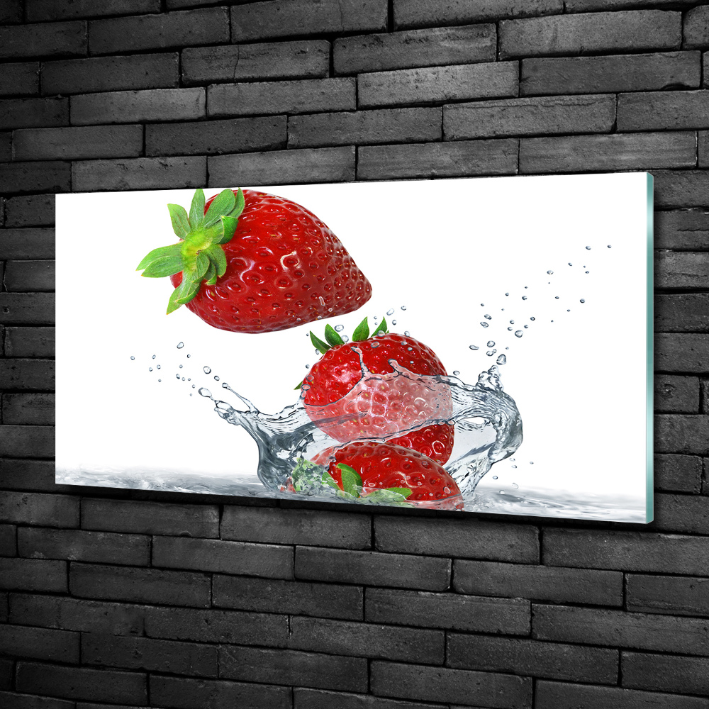 Tableau imprimé sur verre Fraises et eau