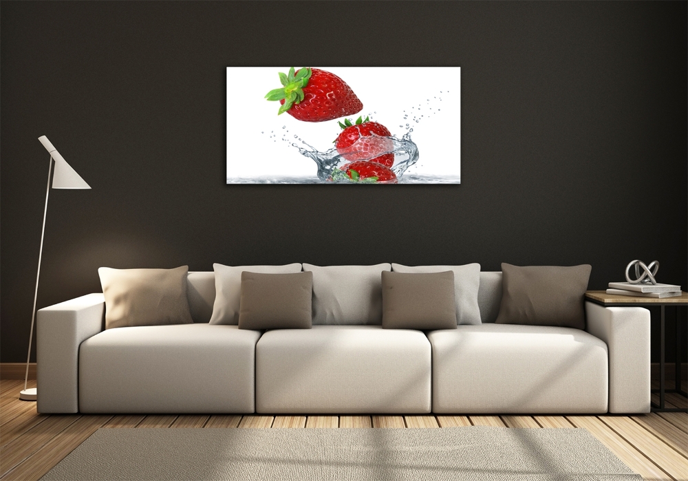 Tableau imprimé sur verre Fraises et eau