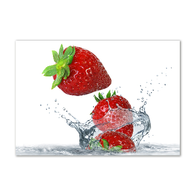 Tableau imprimé sur verre Fraises et eau