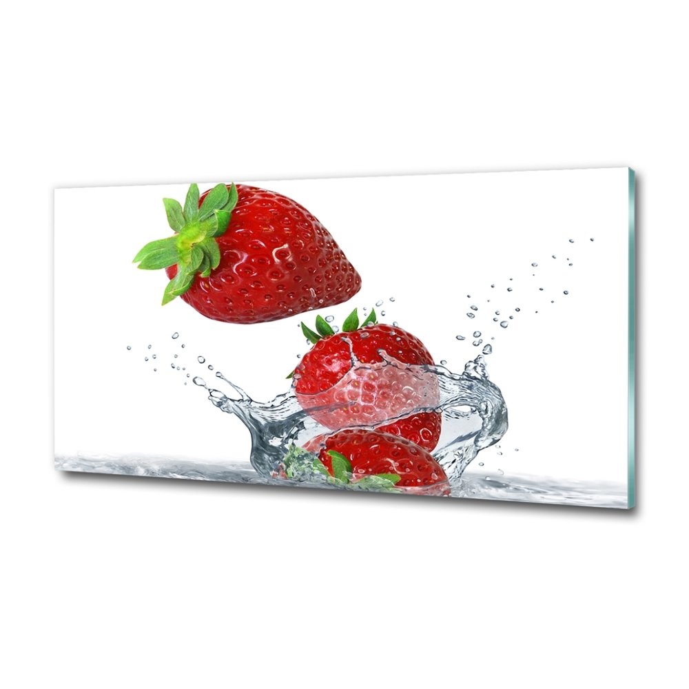 Tableau imprimé sur verre Fraises et eau