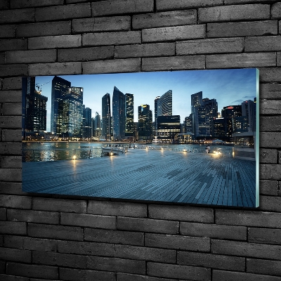 Tableau verre imprimé Singapour de nuit