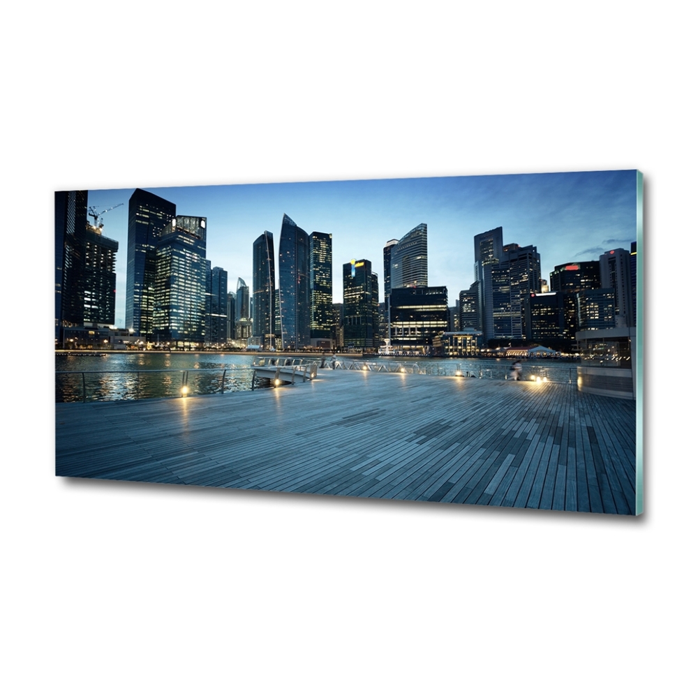 Tableau verre imprimé Singapour de nuit