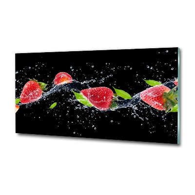 Tableau en verre Fraises et eau