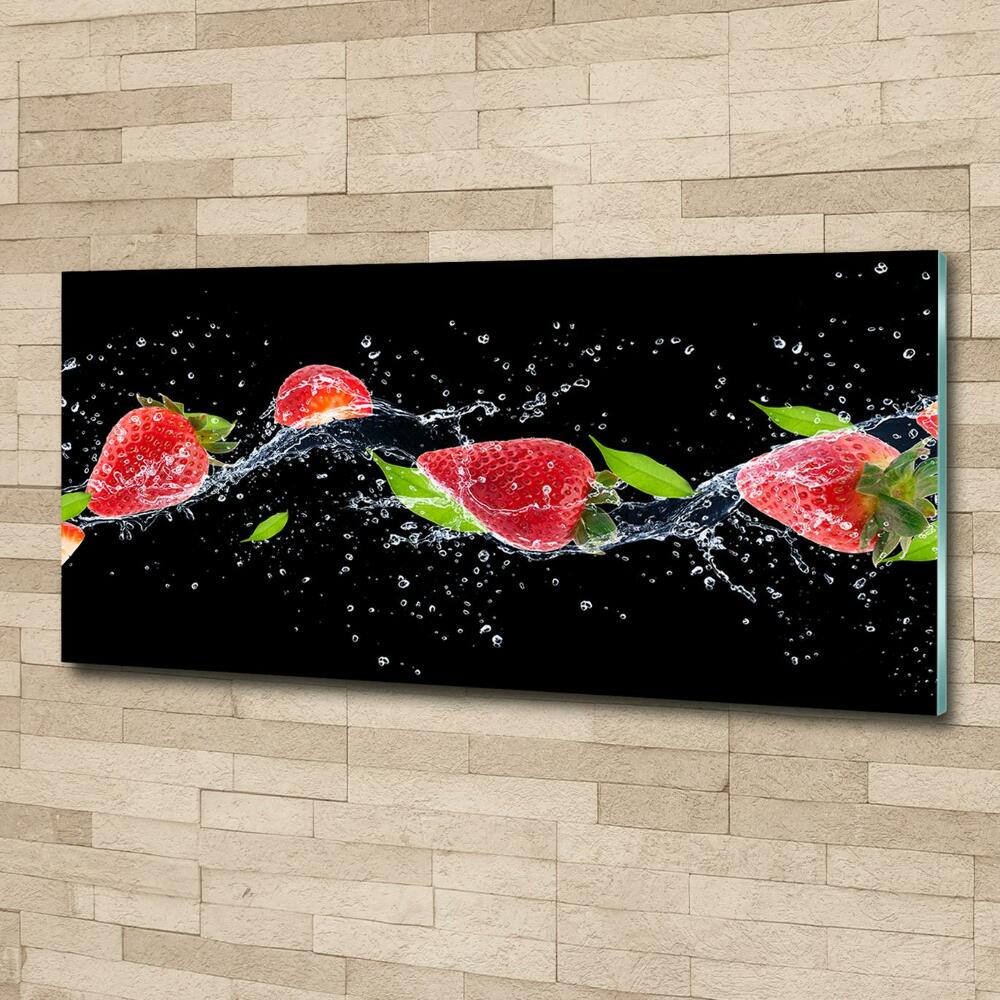 Tableau en verre Fraises et eau