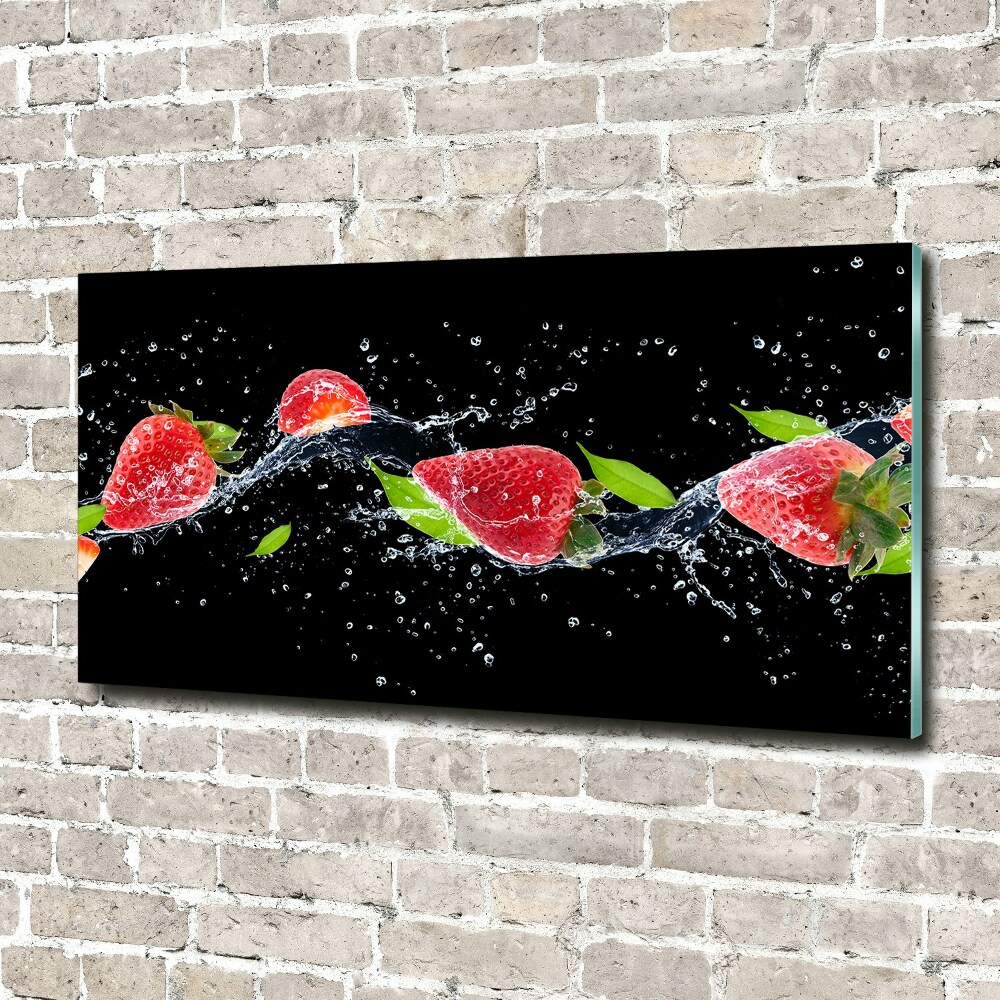 Tableau en verre Fraises et eau