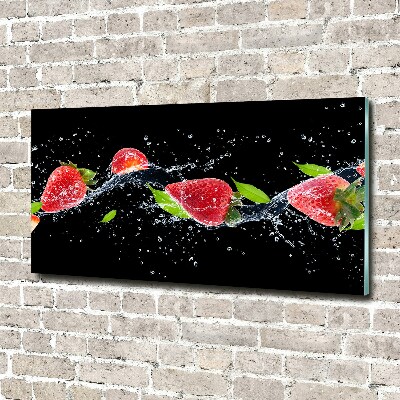 Tableau en verre Fraises et eau