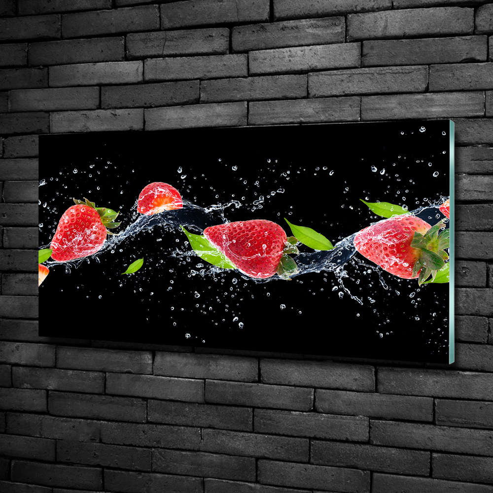 Tableau en verre Fraises et eau