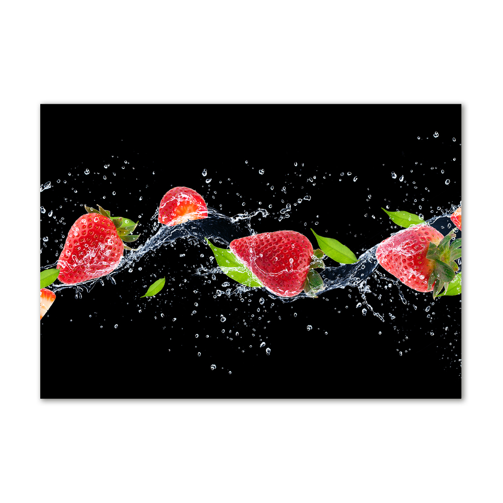 Tableau en verre Fraises et eau