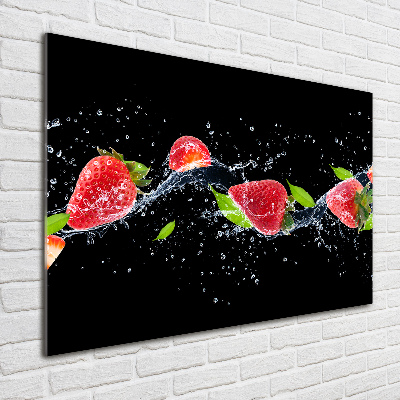 Tableau en verre Fraises et eau