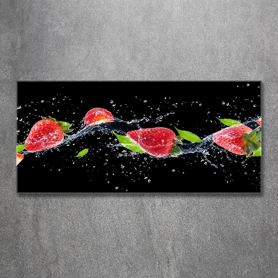 Tableau en verre Fraises et eau