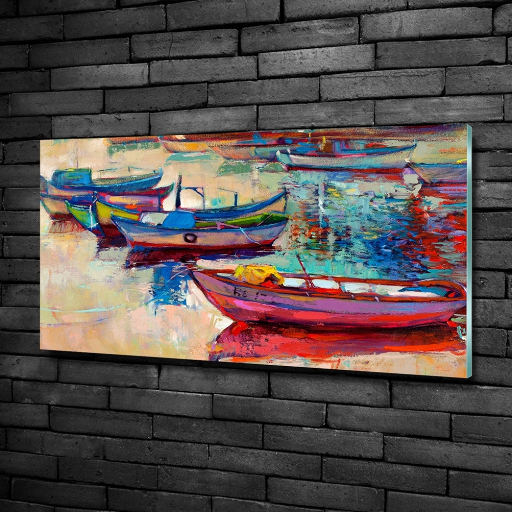 Tableau imprimé sur verre Bateaux colorés