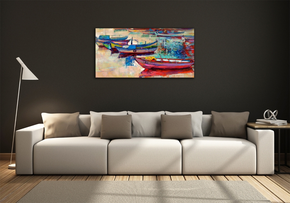 Tableau imprimé sur verre Bateaux colorés