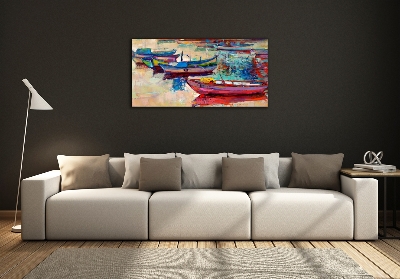 Tableau imprimé sur verre Bateaux colorés