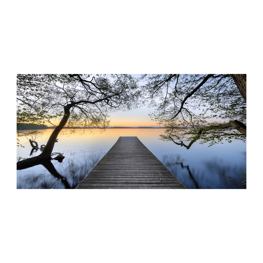 Tableau photo sur verre Jetée au bord du lac