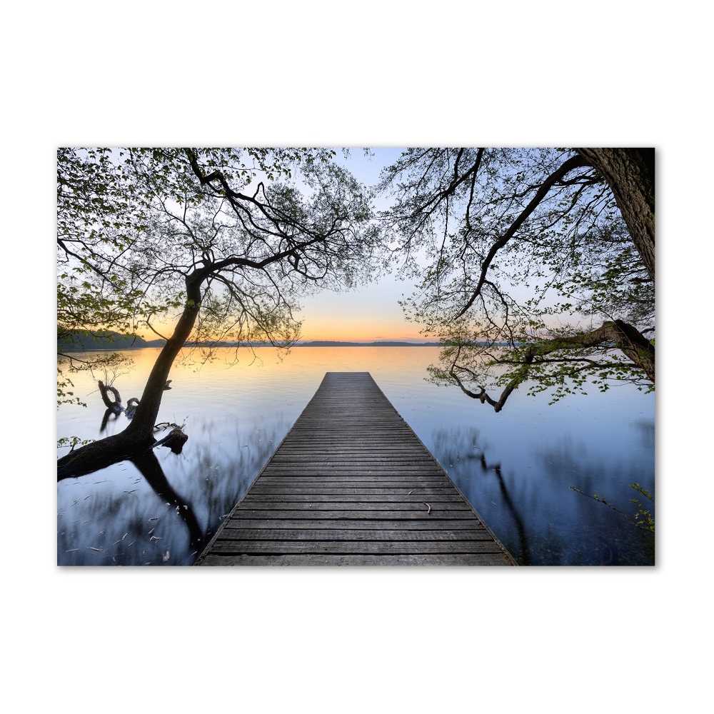 Tableau photo sur verre Jetée au bord du lac