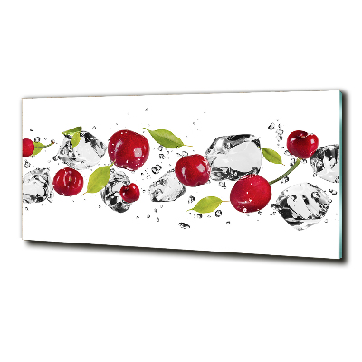 Tableau imprimé sur verre Cerises et eau