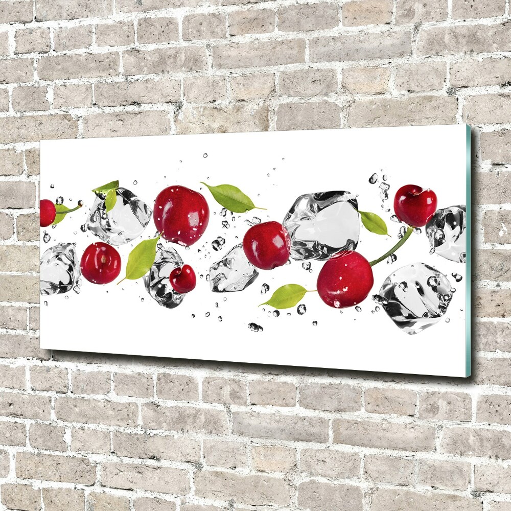 Tableau imprimé sur verre Cerises et eau