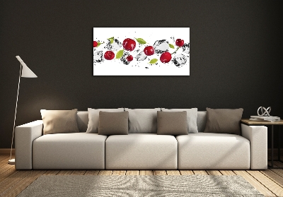 Tableau imprimé sur verre Cerises et eau