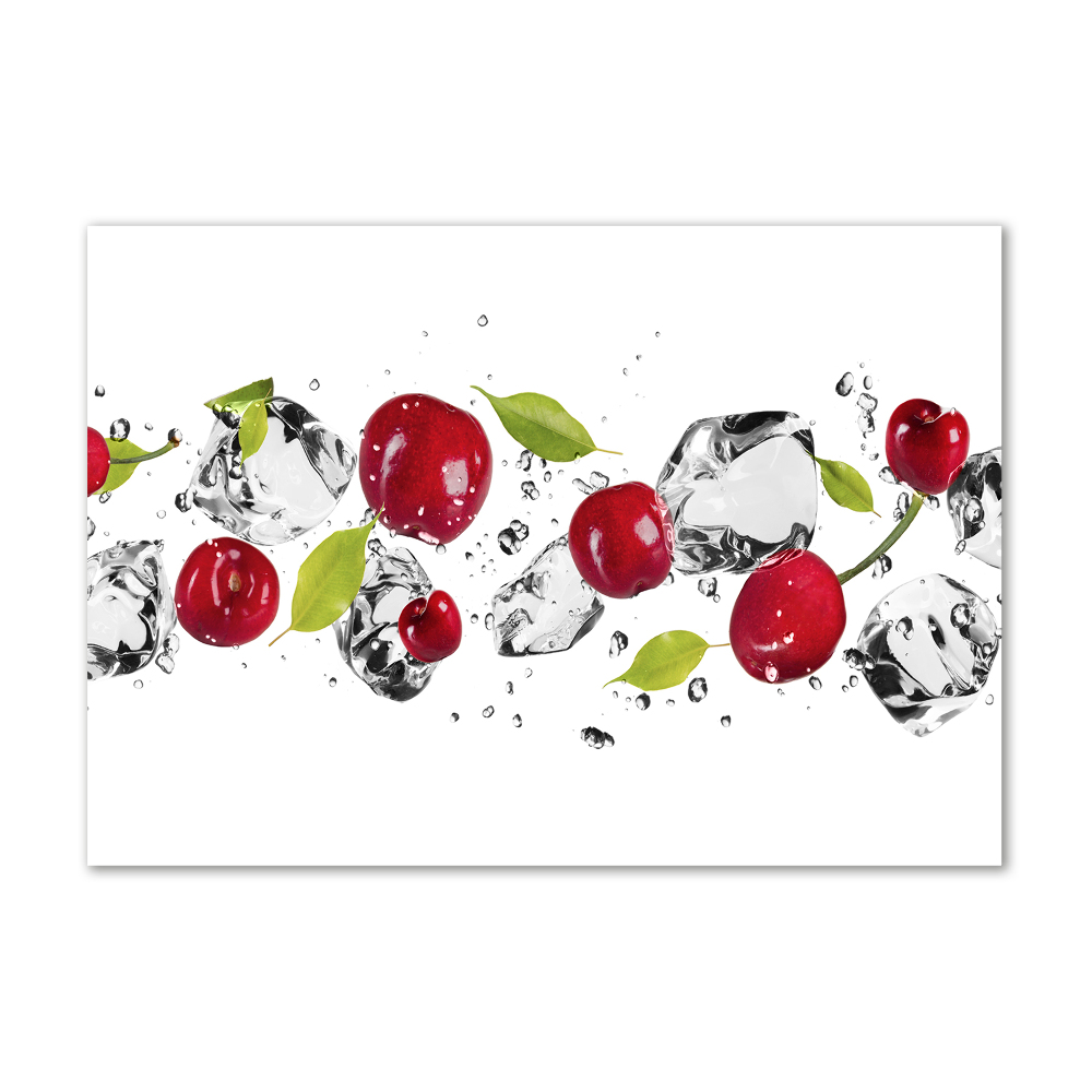 Tableau imprimé sur verre Cerises et eau