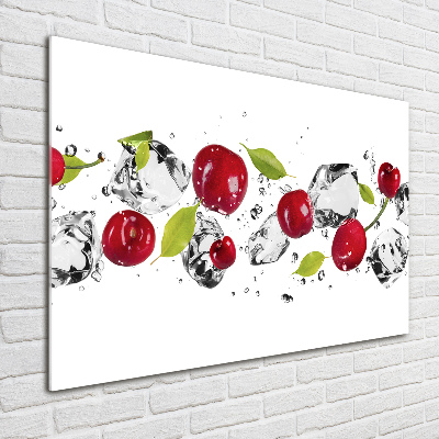 Tableau imprimé sur verre Cerises et eau