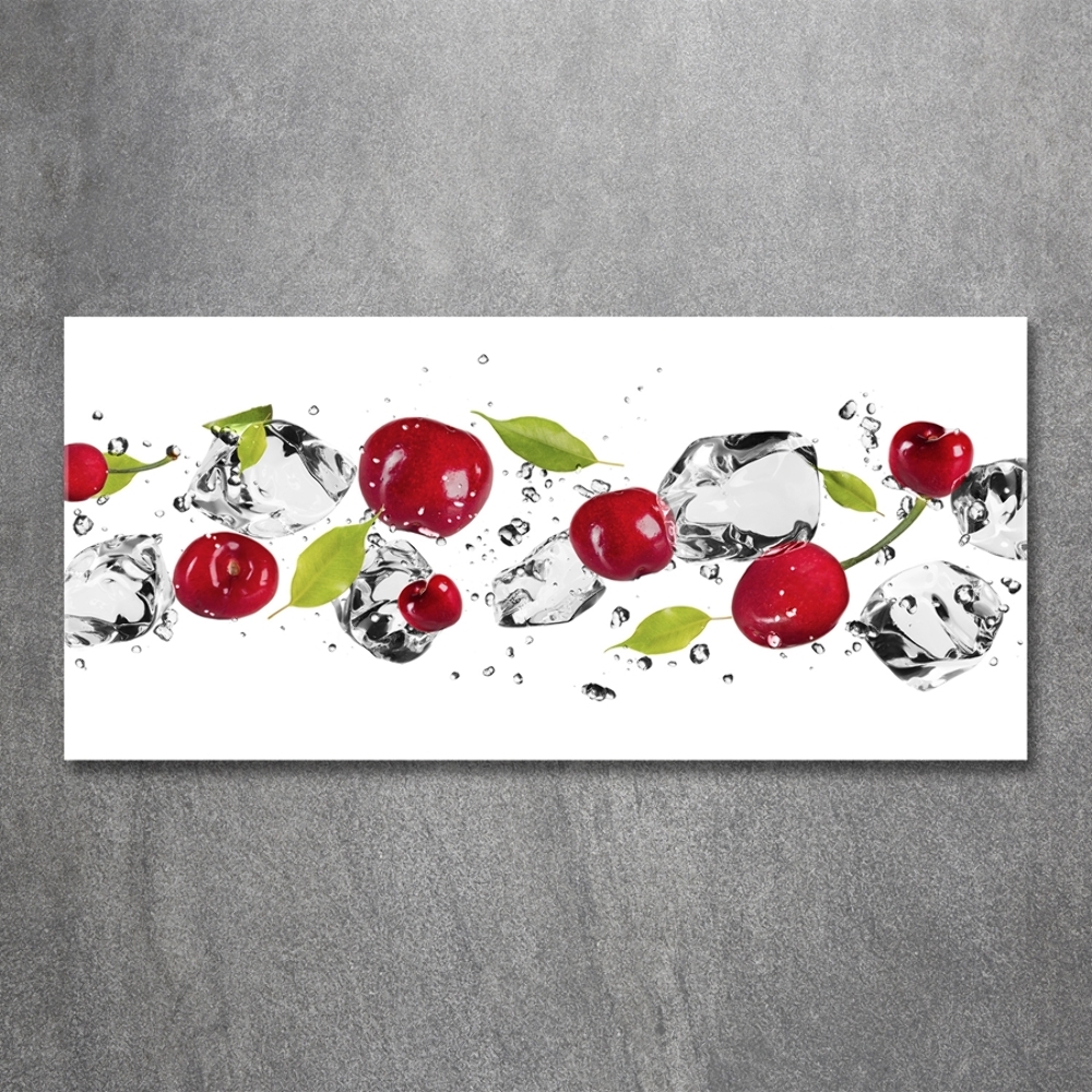 Tableau imprimé sur verre Cerises et eau