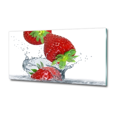 Tableau photo sur verre Fraises et eau