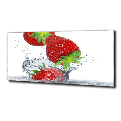 Tableau photo sur verre Fraises et eau