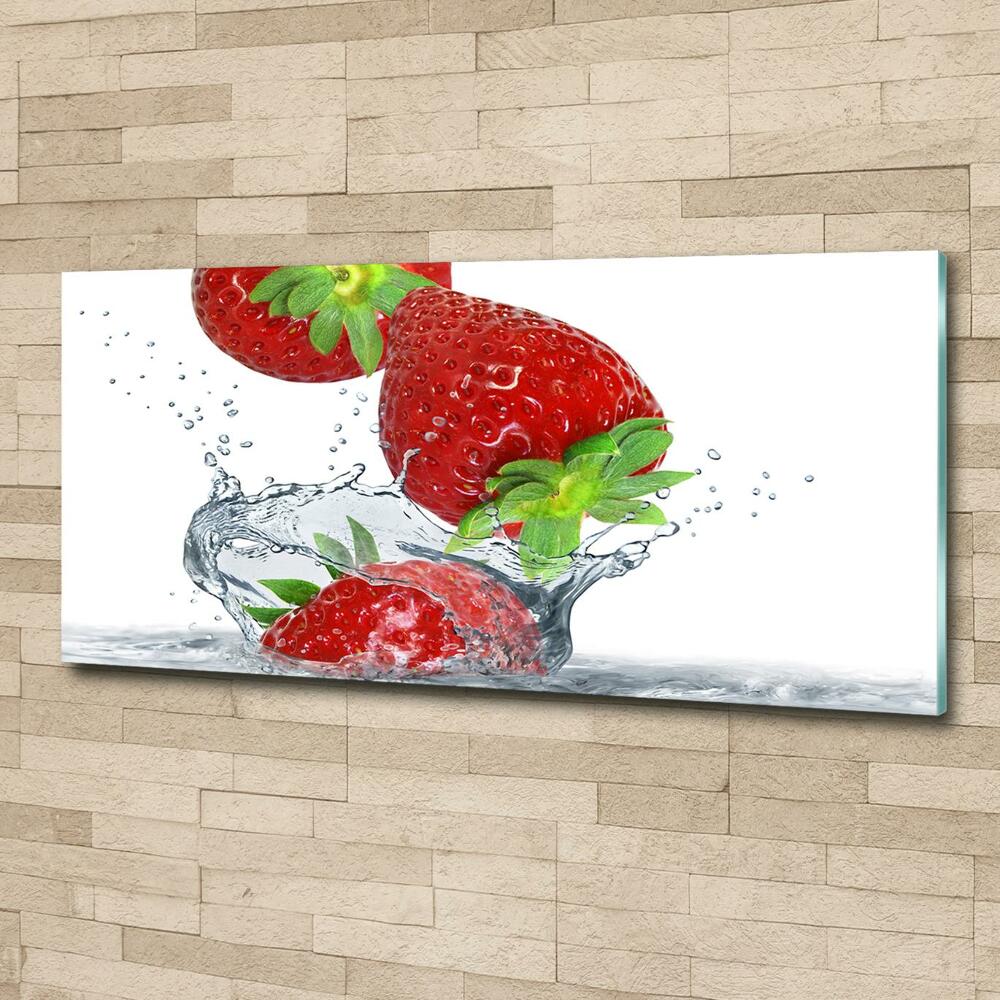 Tableau photo sur verre Fraises et eau