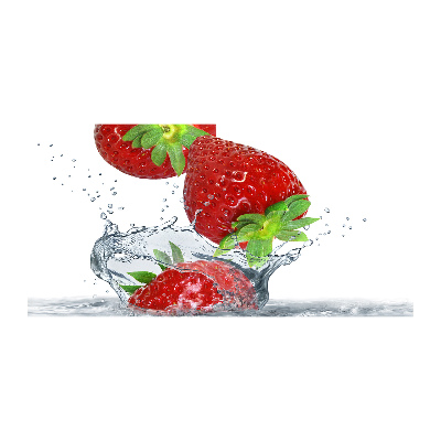 Tableau photo sur verre Fraises et eau