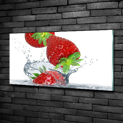 Tableau photo sur verre Fraises et eau