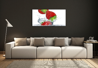 Tableau photo sur verre Fraises et eau