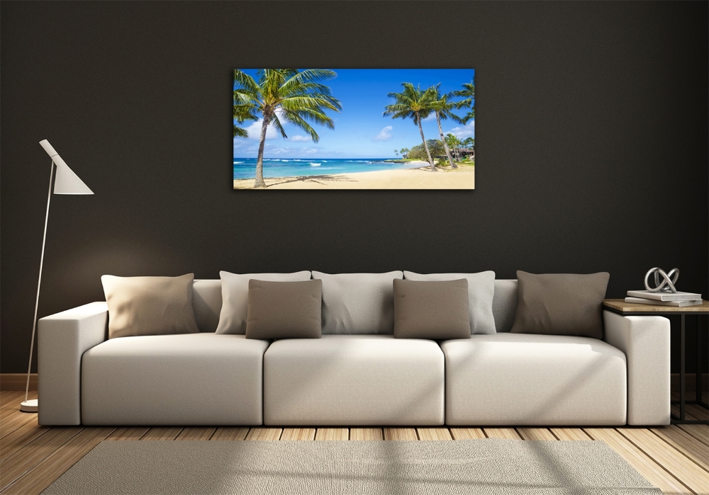 Tableau en verre Plage tropicale palmiers