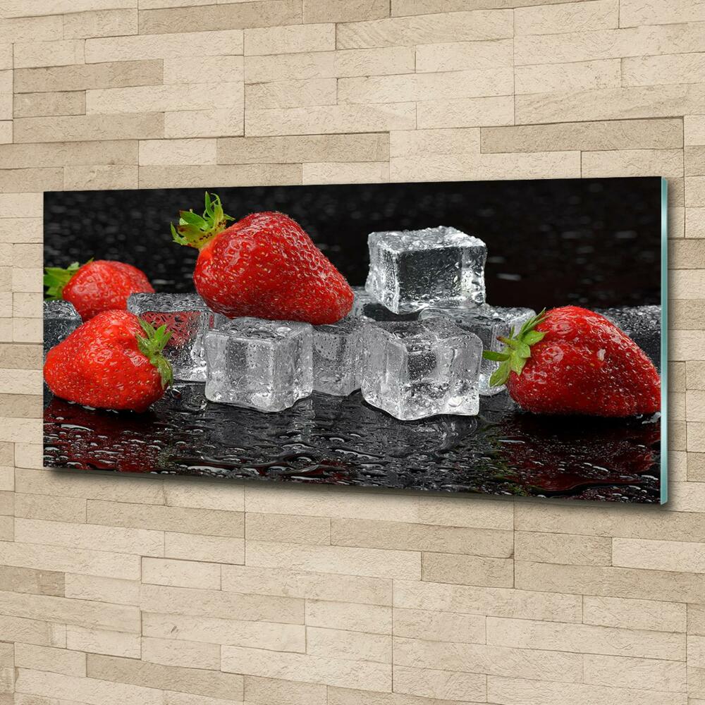 Tableau sur verre Fraises sur glace