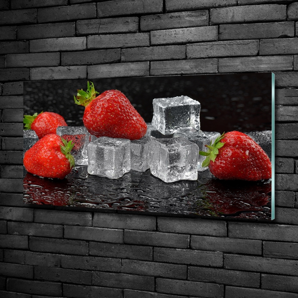 Tableau sur verre Fraises sur glace