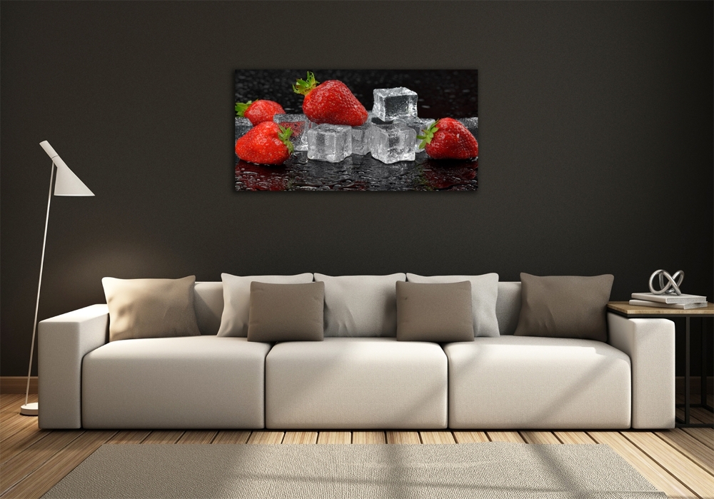 Tableau sur verre Fraises sur glace