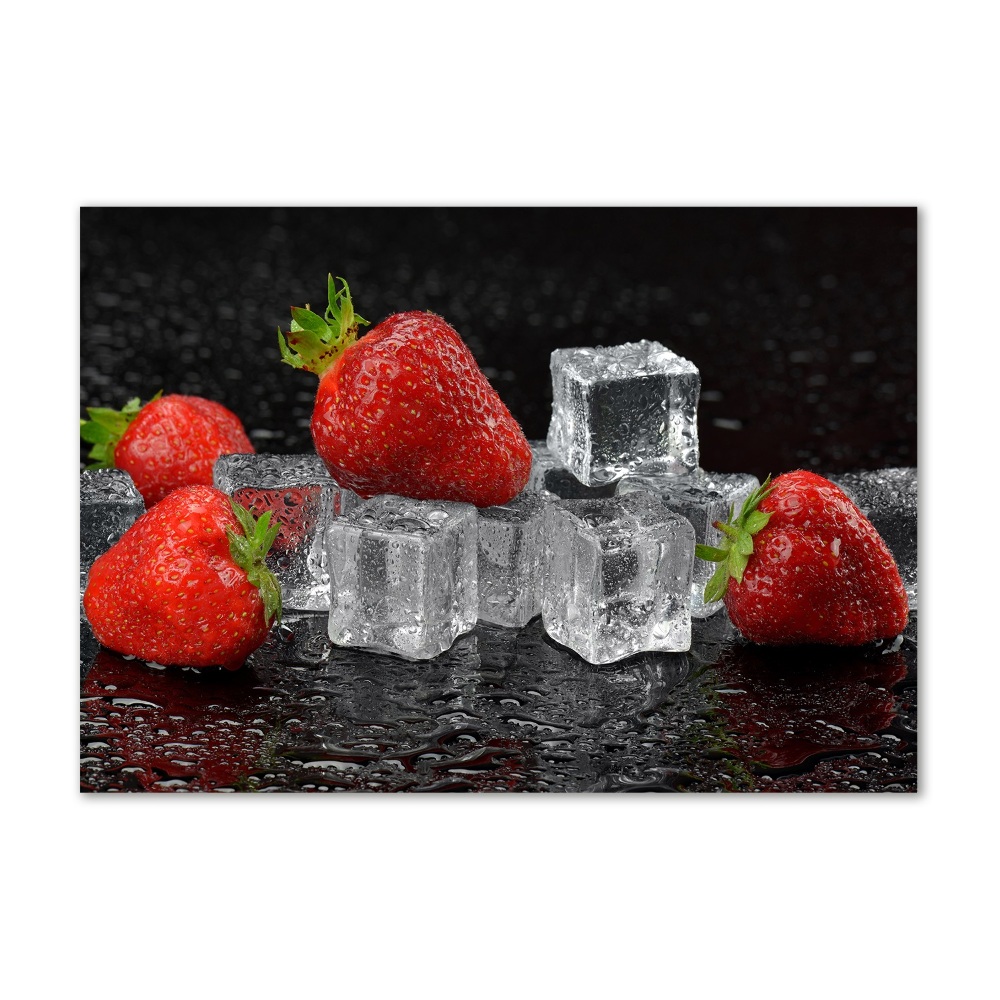 Tableau sur verre Fraises sur glace