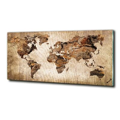 Tableau photo sur verre Carte du monde en bois