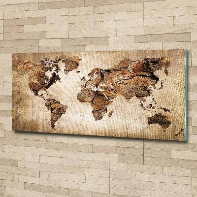 Tableau photo sur verre Carte du monde en bois