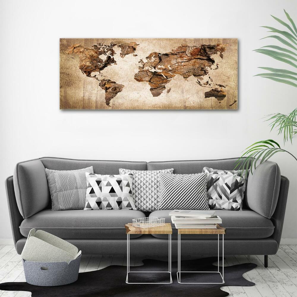 Tableau photo sur verre Carte du monde en bois